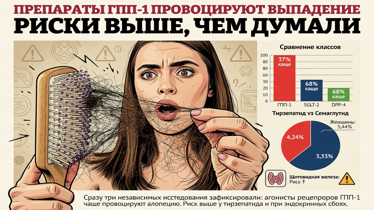Препараты ГПП-1 провоцируют выпадение волос. Риски выше, чем думали